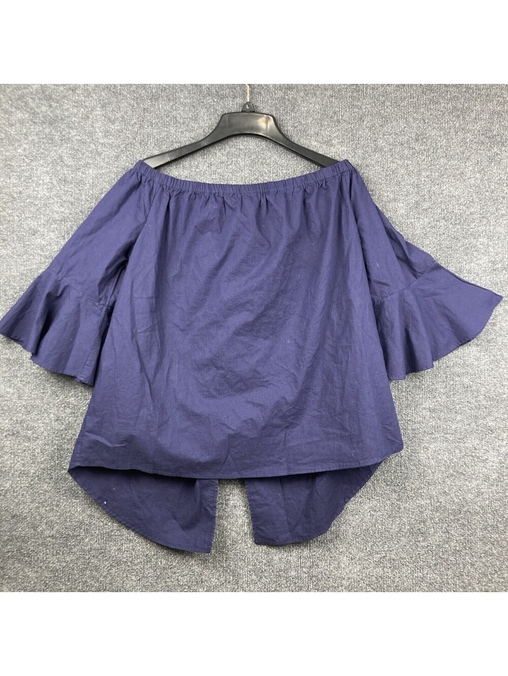 Truth Womens Sz XL Navy Boho Off the Shoulder Bell Sleeve  Open Back Blouse NWT